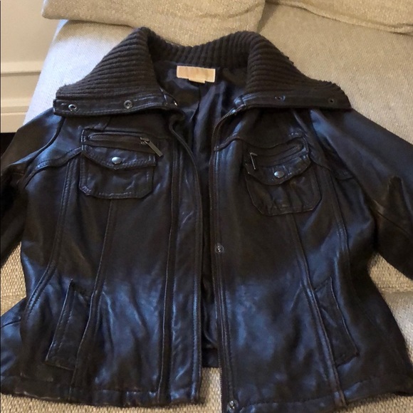 Michael Kors Brown leather jacket - Picture 1 of 8